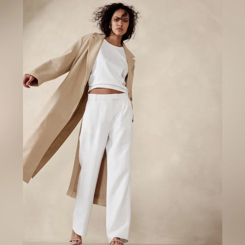 NWT Banana Republic Lina Straight Linen Pant Size 12.